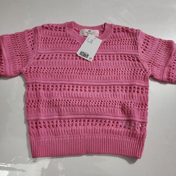 Girls Bright Pink Crochet Spring Easter Sweater Size 3/4t NEW with Tags - Picture 1 of 4